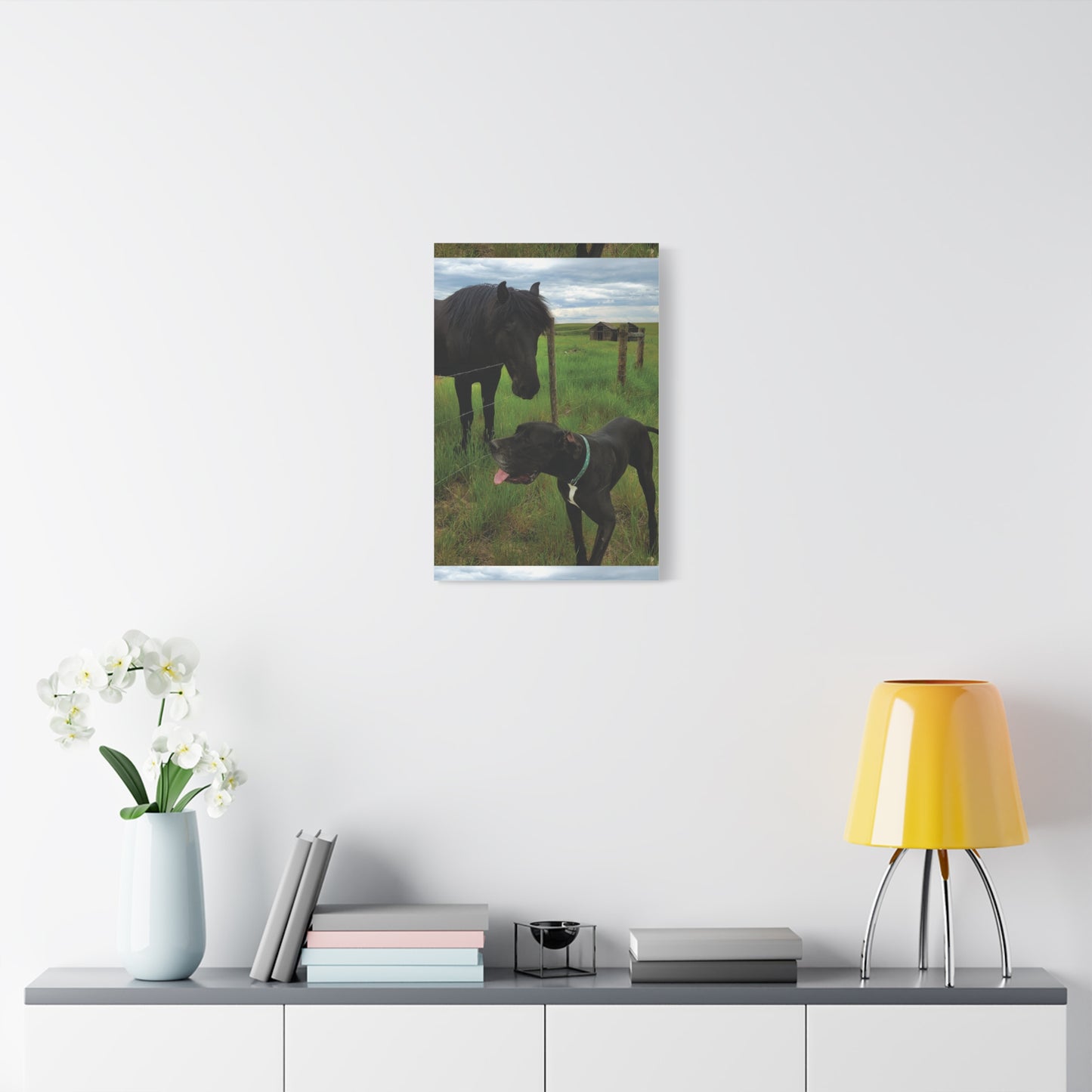 Pet Portrait Matte Canvas Wall Art - Horse & Dog