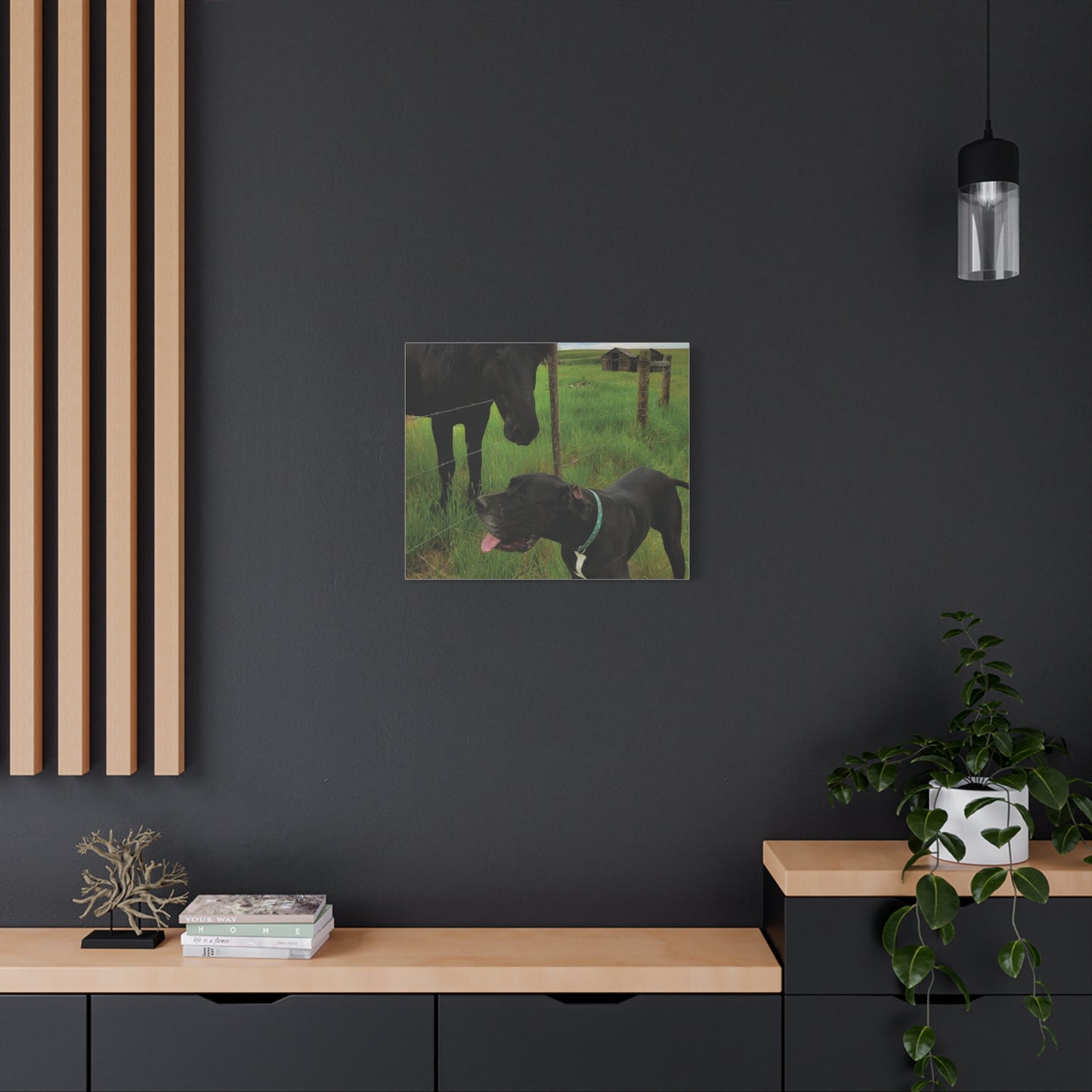 Pet Portrait Matte Canvas Wall Art - Horse & Dog