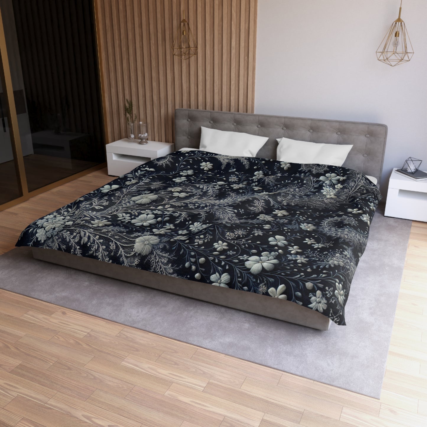 Elegant Floral Microfiber Duvet Cover