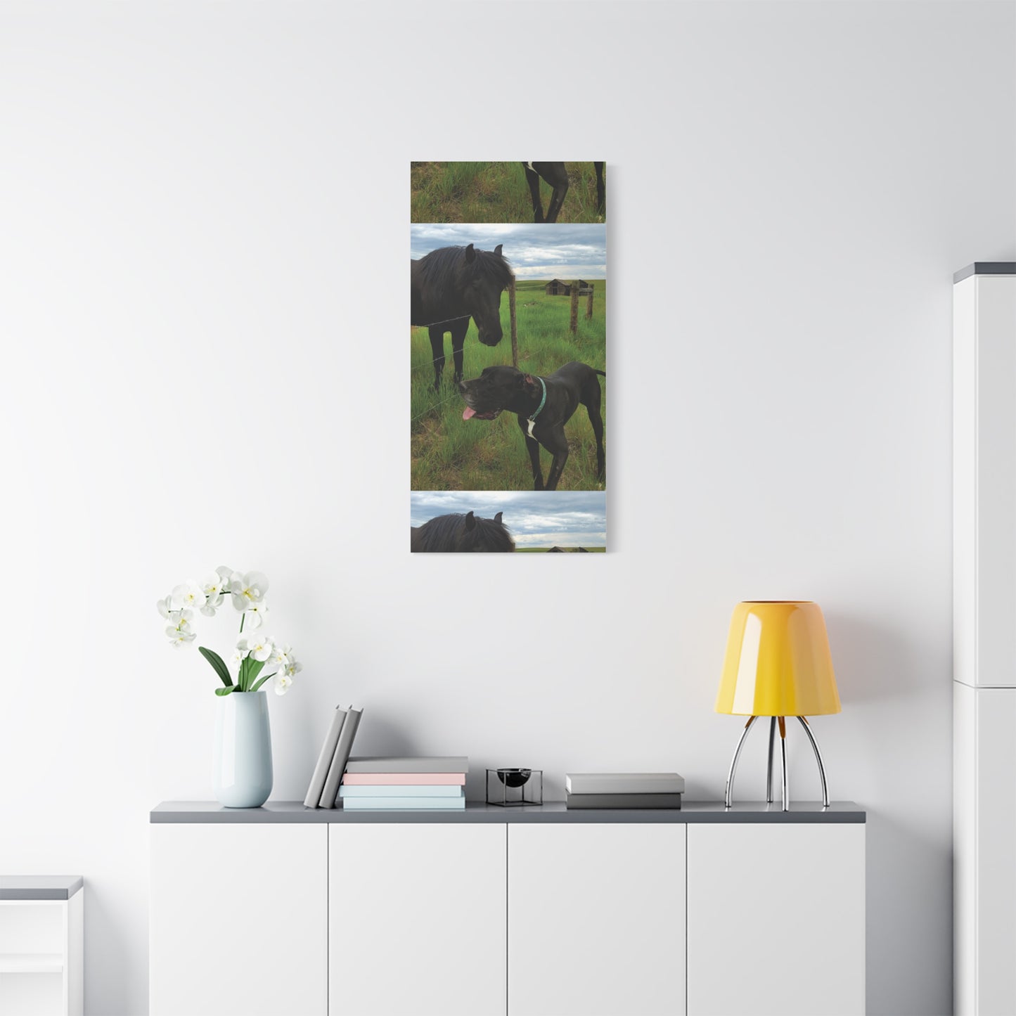 Pet Portrait Matte Canvas Wall Art - Horse & Dog