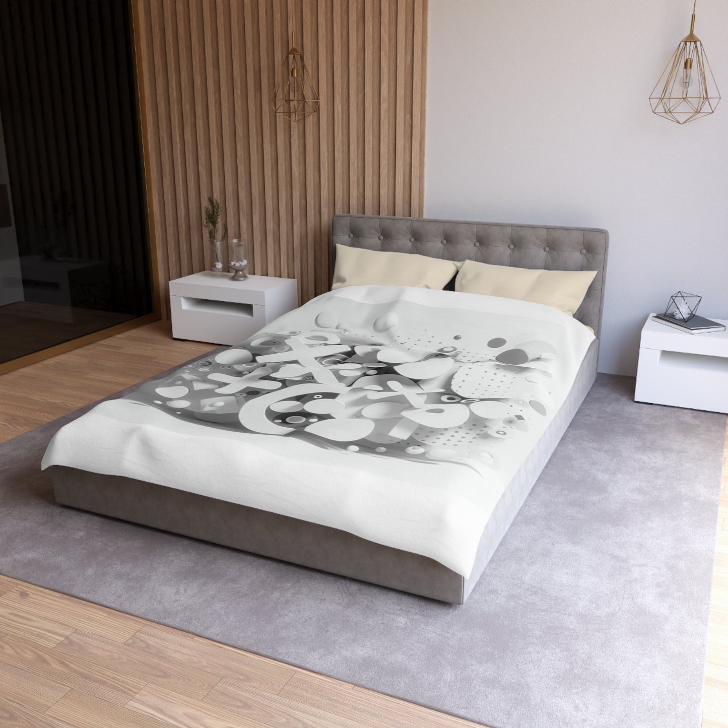 Modern Geometric Microfiber Duvet Cover - Stylish Bedspread for Minimalist Bedrooms