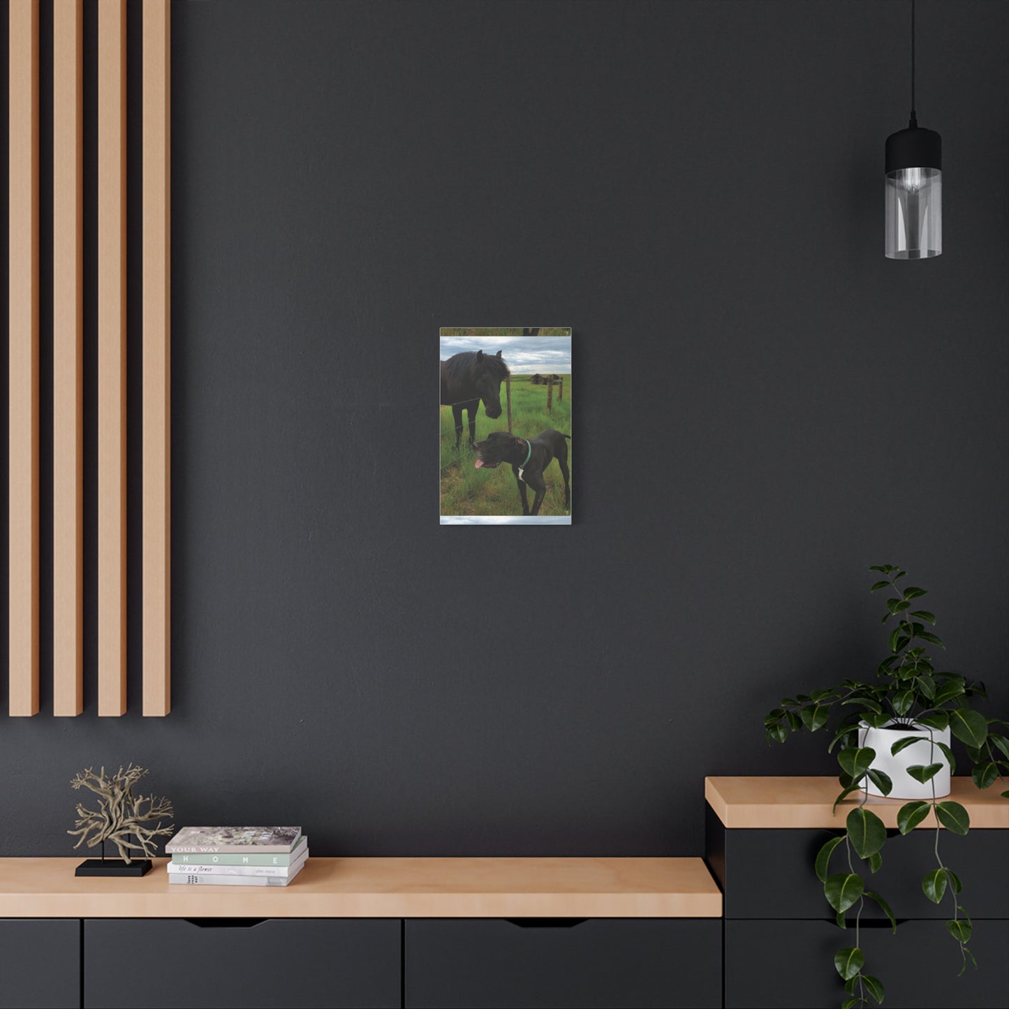 Pet Portrait Matte Canvas Wall Art - Horse & Dog