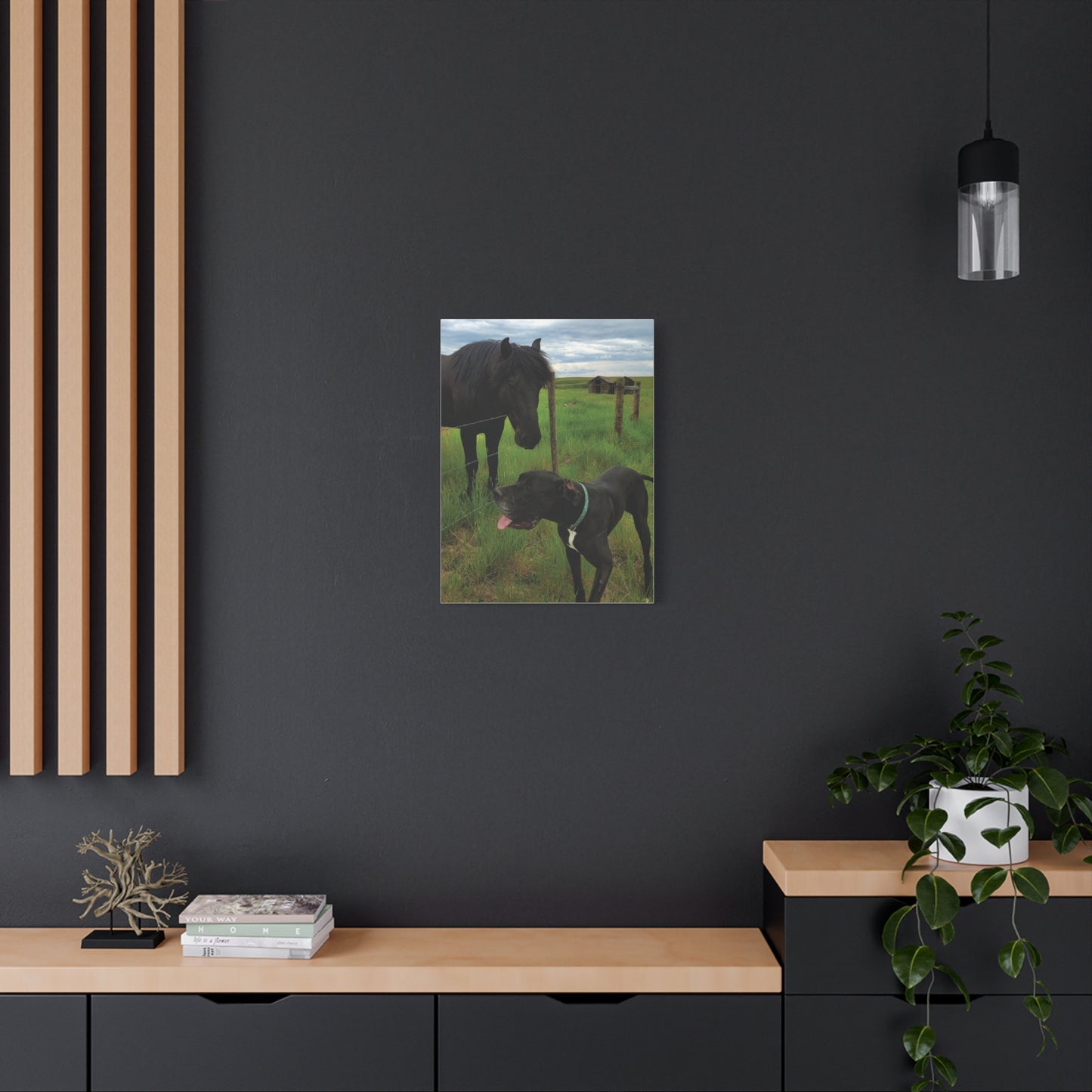 Pet Portrait Matte Canvas Wall Art - Horse & Dog