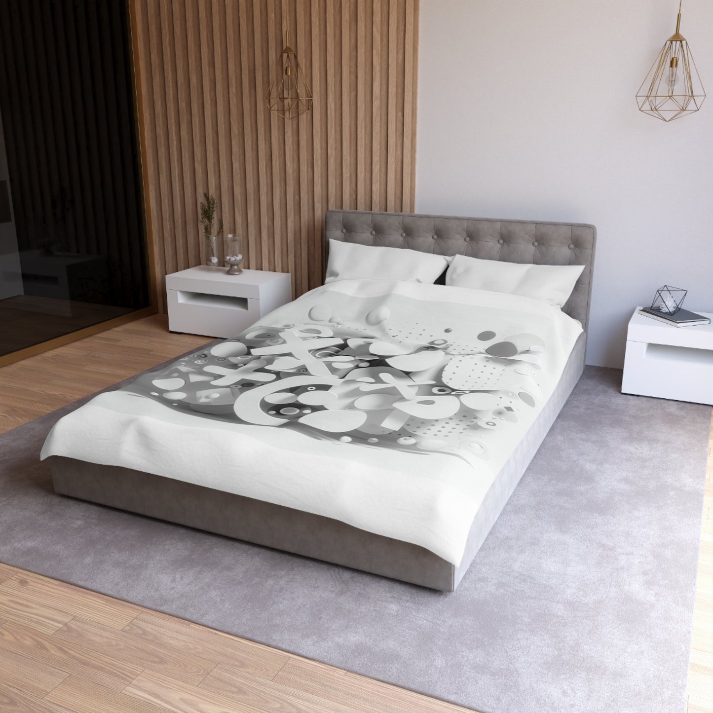 Modern Geometric Microfiber Duvet Cover - Stylish Bedspread for Minimalist Bedrooms