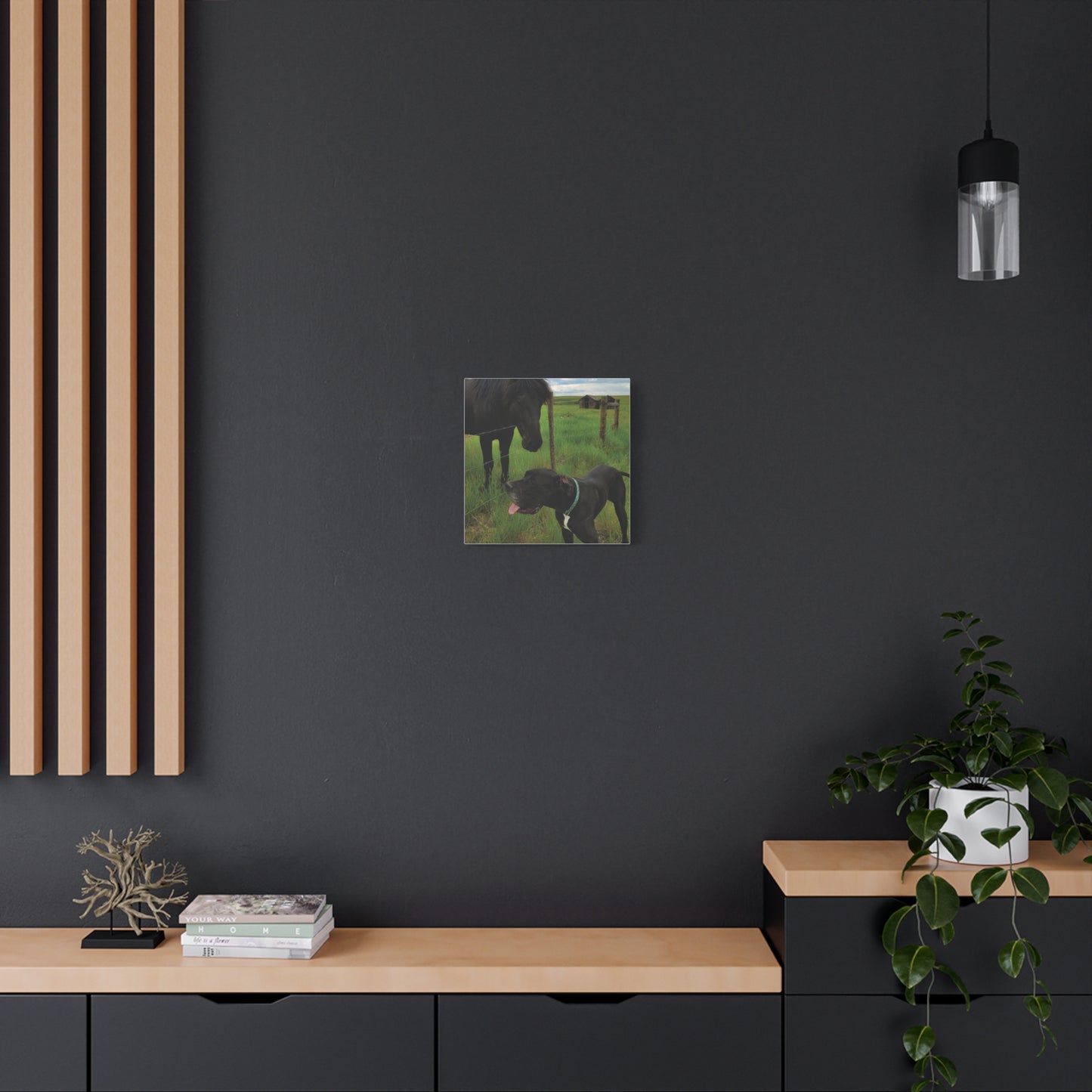 Pet Portrait Matte Canvas Wall Art - Horse & Dog
