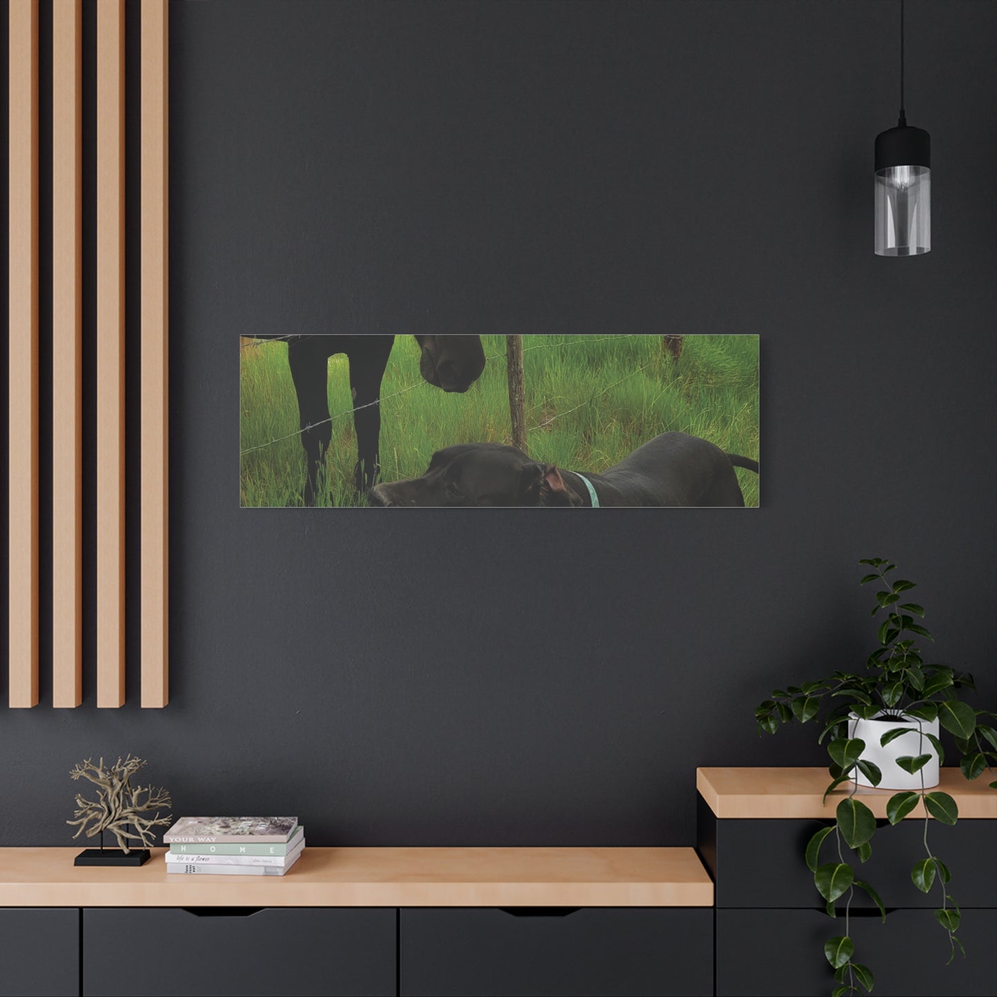 Pet Portrait Matte Canvas Wall Art - Horse & Dog