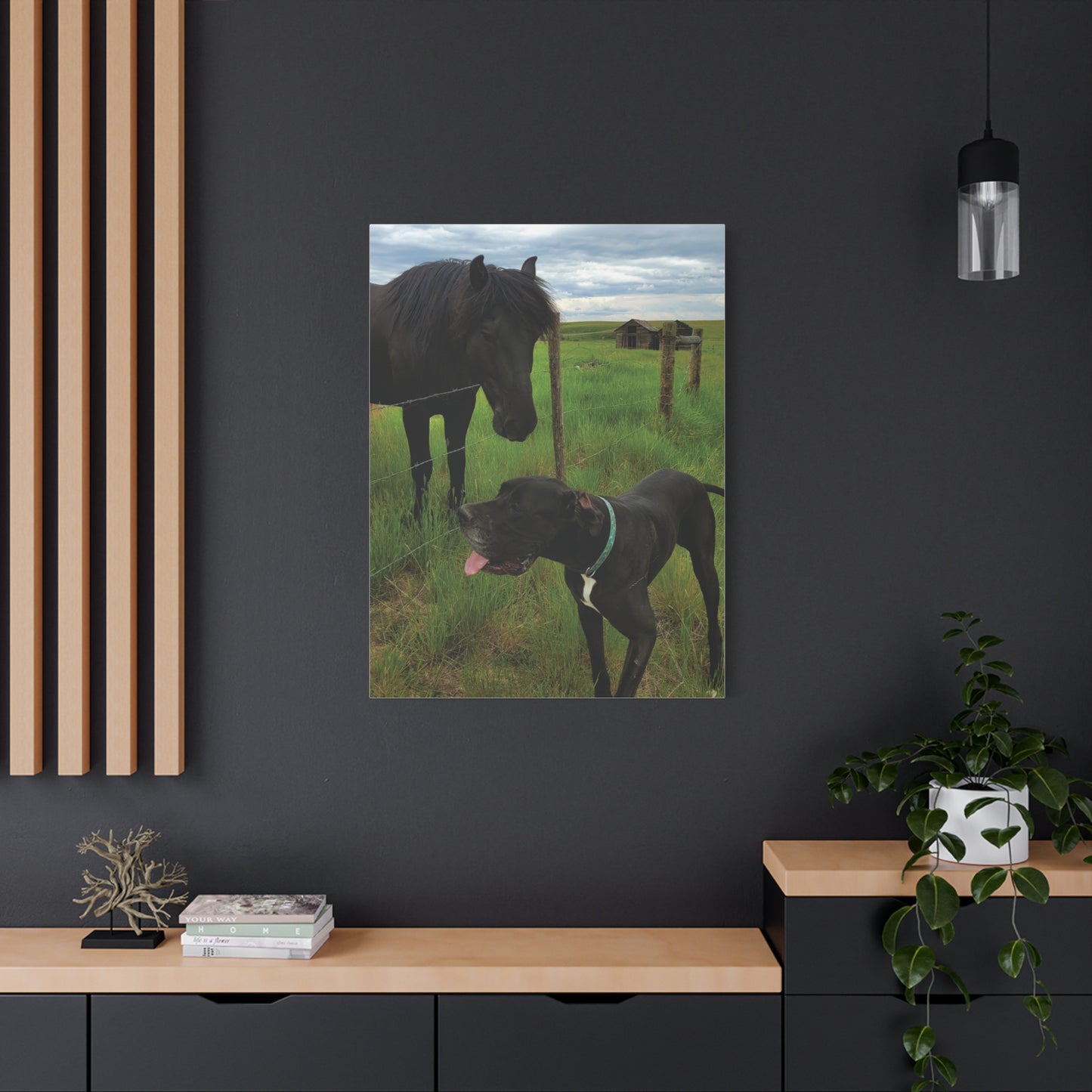 Pet Portrait Matte Canvas Wall Art - Horse & Dog