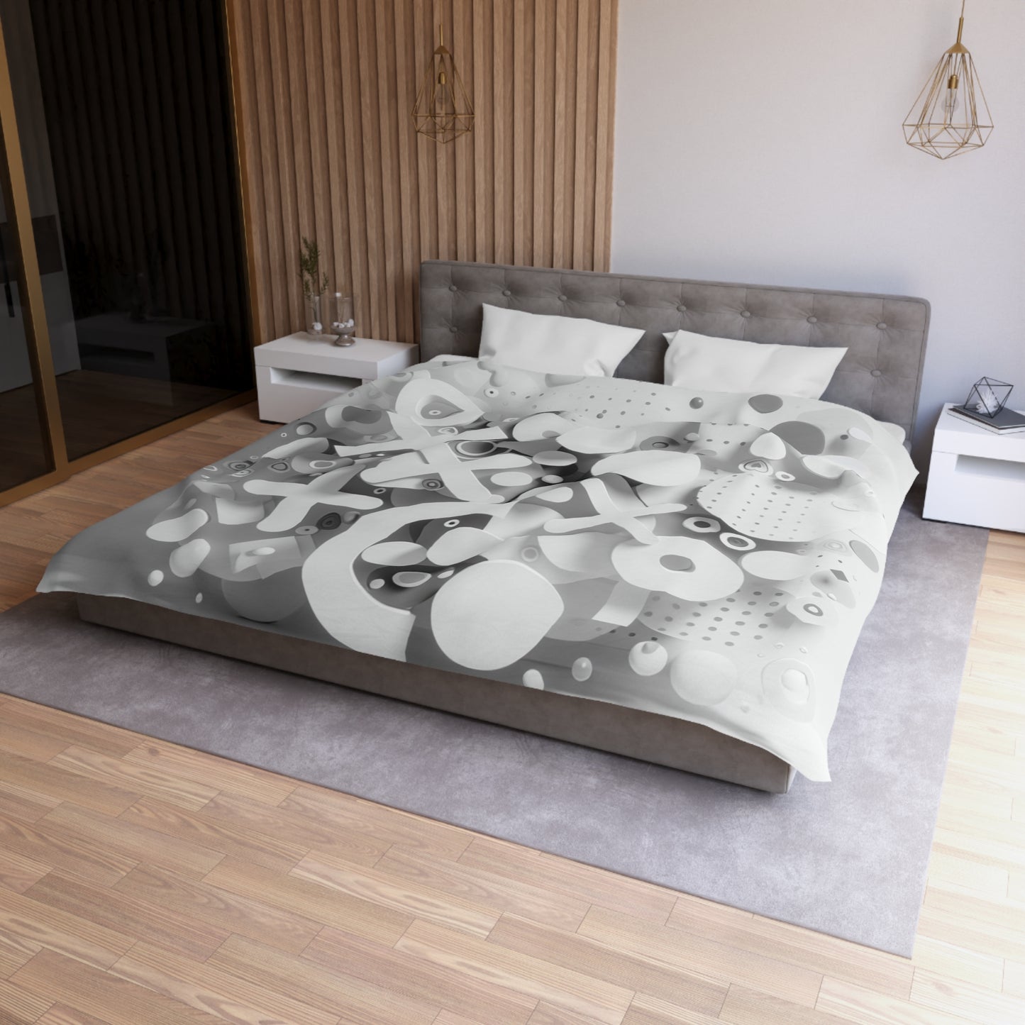 Modern Geometric Microfiber Duvet Cover - Stylish Bedspread for Minimalist Bedrooms