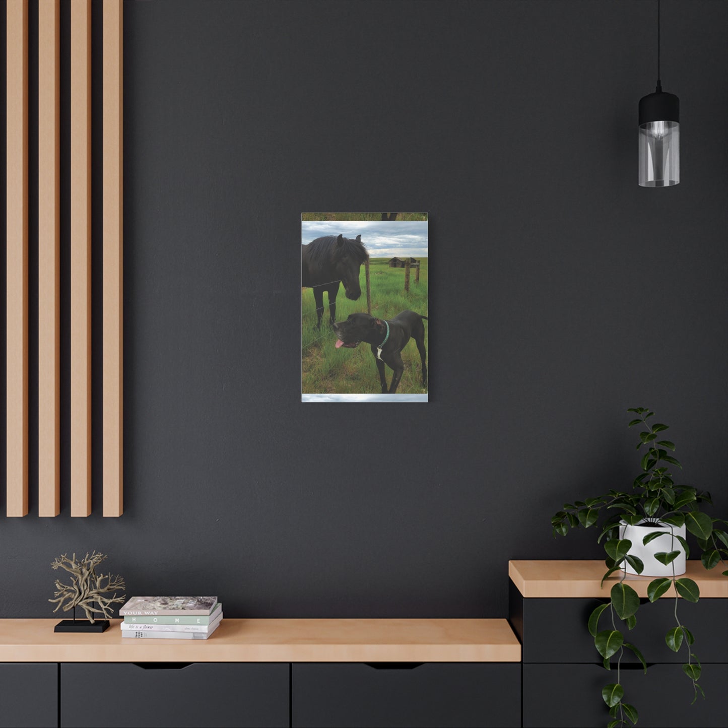 Pet Portrait Matte Canvas Wall Art - Horse & Dog