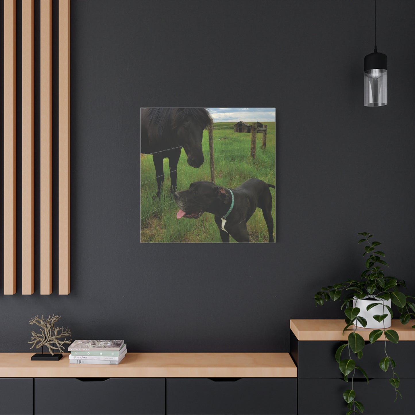 Pet Portrait Matte Canvas Wall Art - Horse & Dog