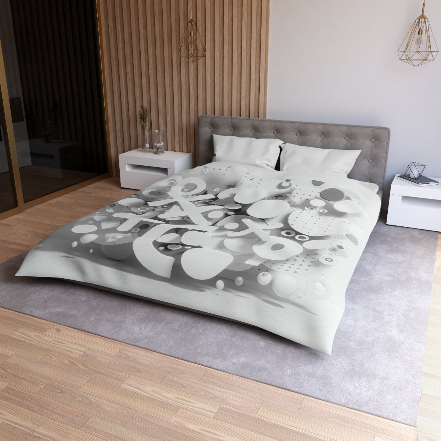 Modern Geometric Microfiber Duvet Cover - Stylish Bedspread for Minimalist Bedrooms