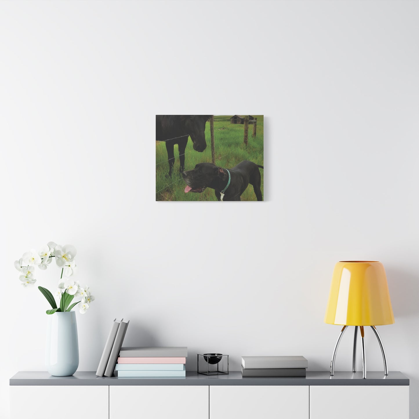 Pet Portrait Matte Canvas Wall Art - Horse & Dog