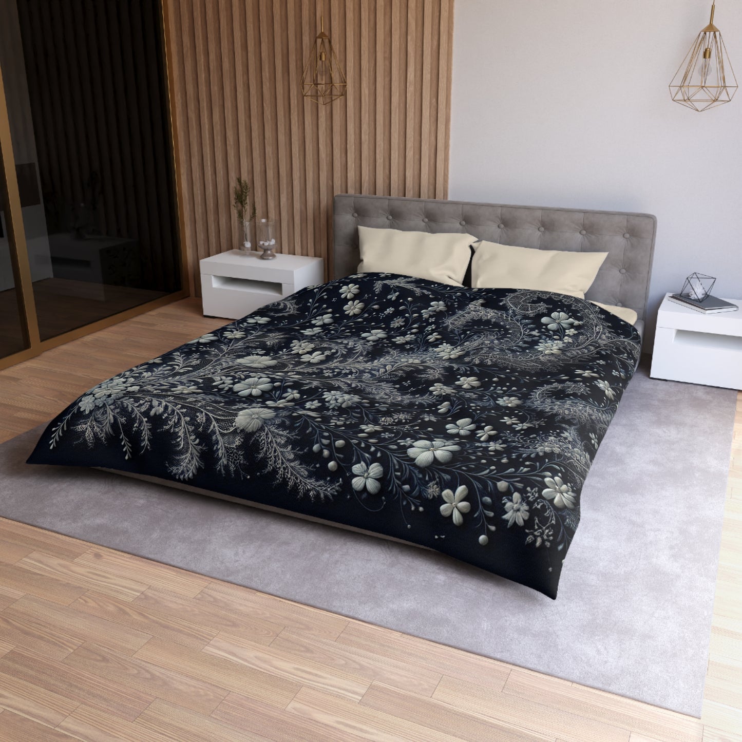 Elegant Floral Microfiber Duvet Cover