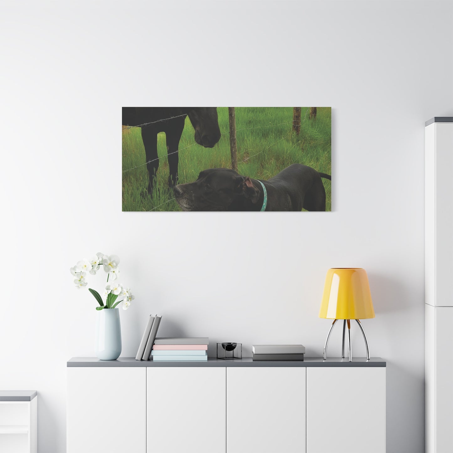 Pet Portrait Matte Canvas Wall Art - Horse & Dog