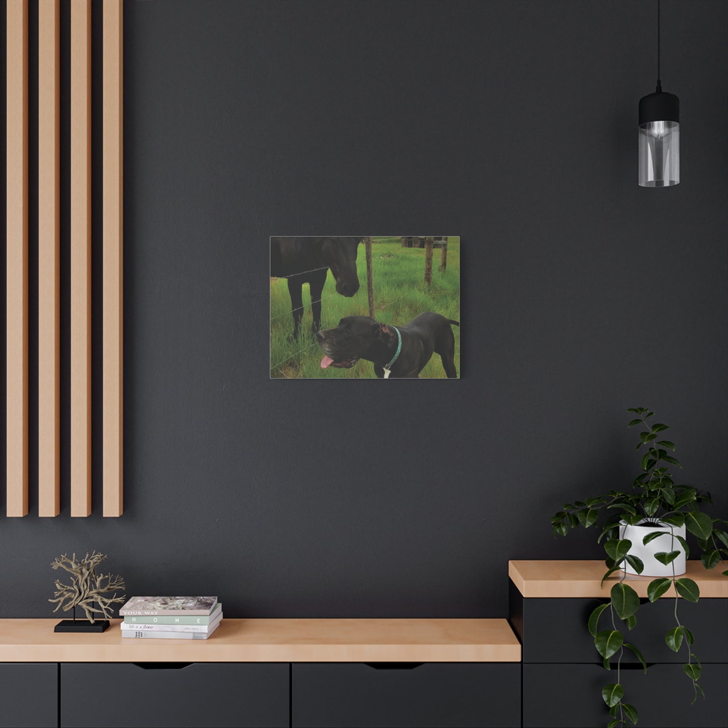 Pet Portrait Matte Canvas Wall Art - Horse & Dog