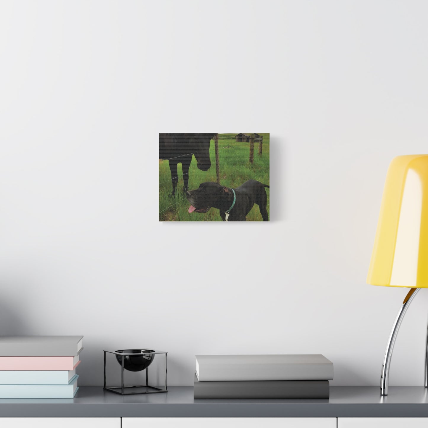 Pet Portrait Matte Canvas Wall Art - Horse & Dog