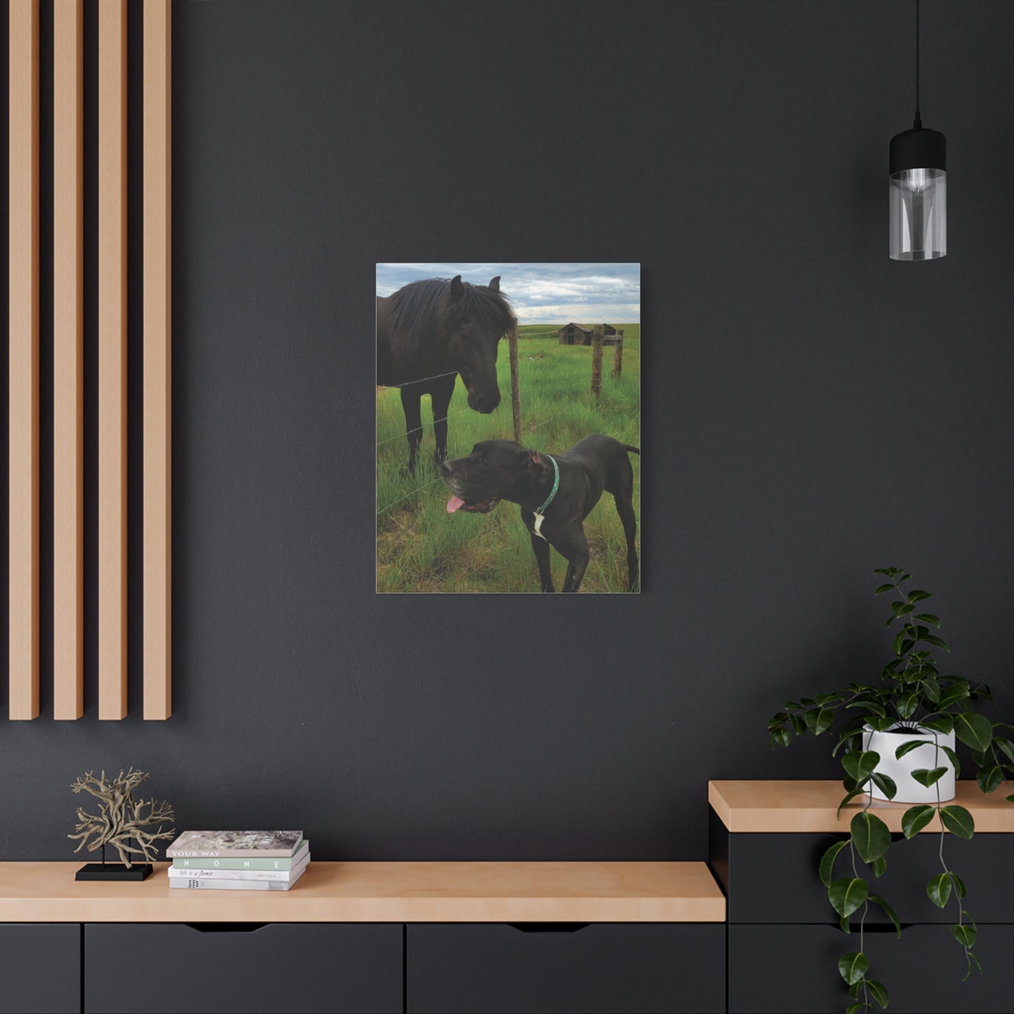 Pet Portrait Matte Canvas Wall Art - Horse & Dog