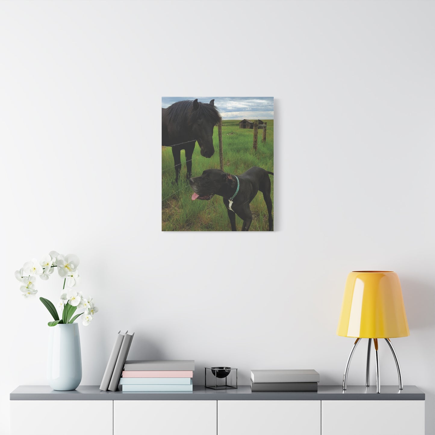 Pet Portrait Matte Canvas Wall Art - Horse & Dog