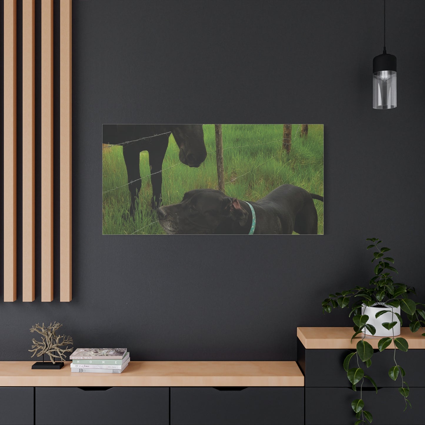 Pet Portrait Matte Canvas Wall Art - Horse & Dog