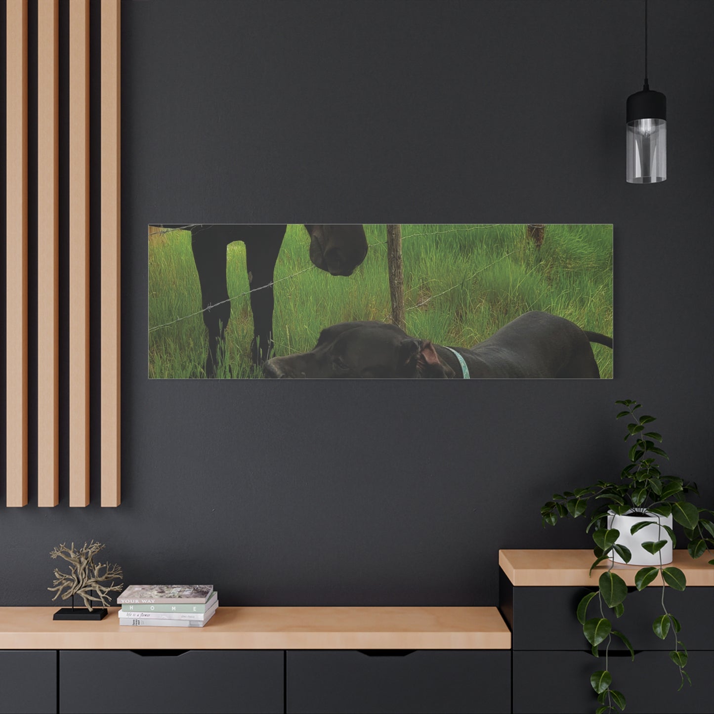 Pet Portrait Matte Canvas Wall Art - Horse & Dog