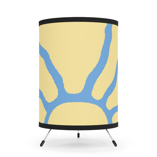Stylish Tripod Lamp with High-Res Blue Design Shade, Modern Lighting, Home Decor, Ambient Light, Gifts for Housewarming, Unique Lampshade