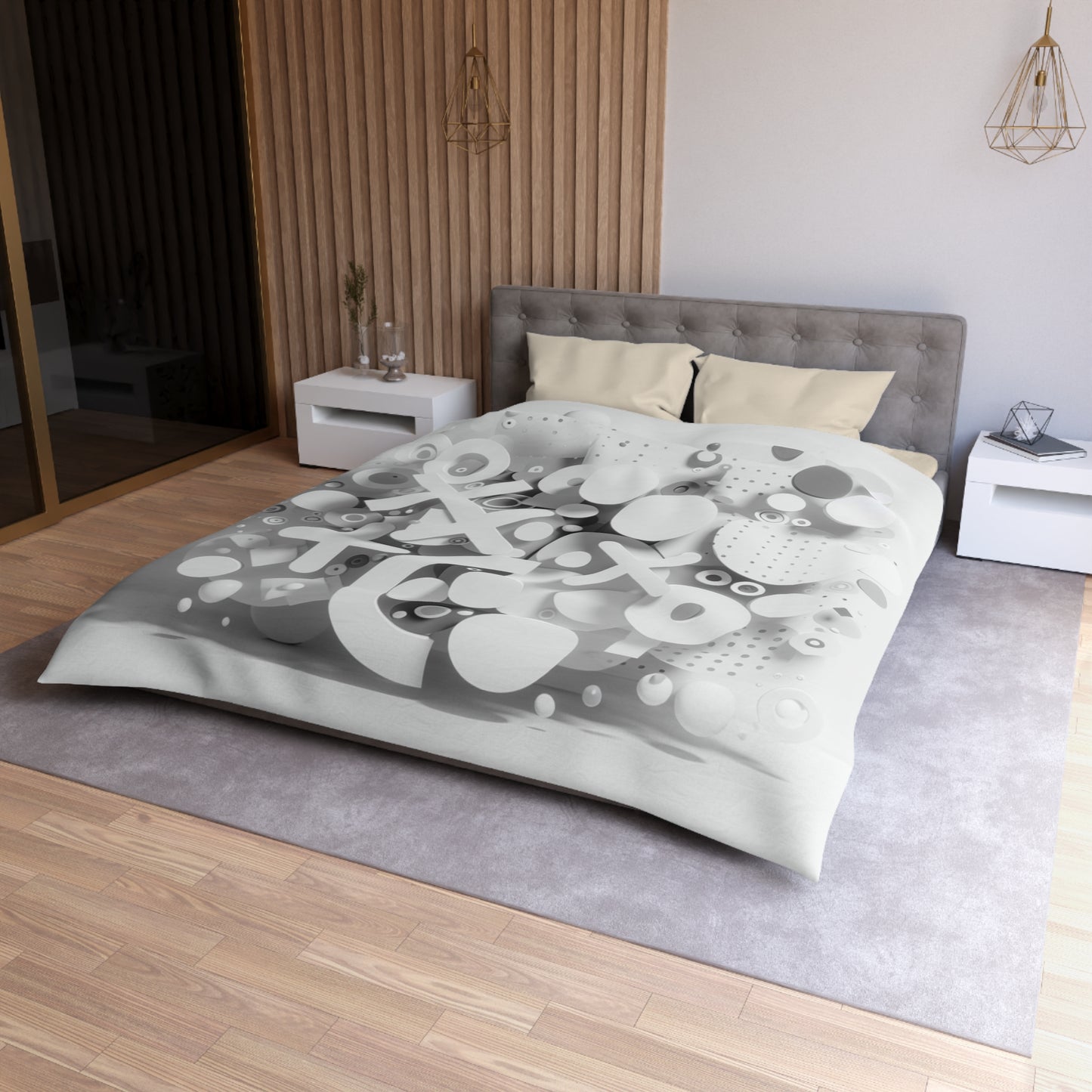 Modern Geometric Microfiber Duvet Cover - Stylish Bedspread for Minimalist Bedrooms