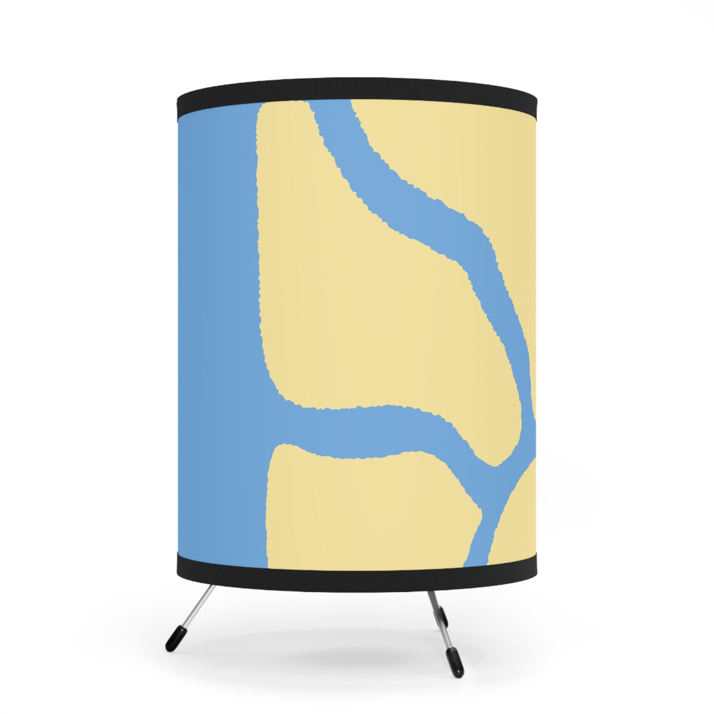Stylish Tripod Lamp with High-Res Blue Design Shade, Modern Lighting, Home Decor, Ambient Light, Gifts for Housewarming, Unique Lampshade