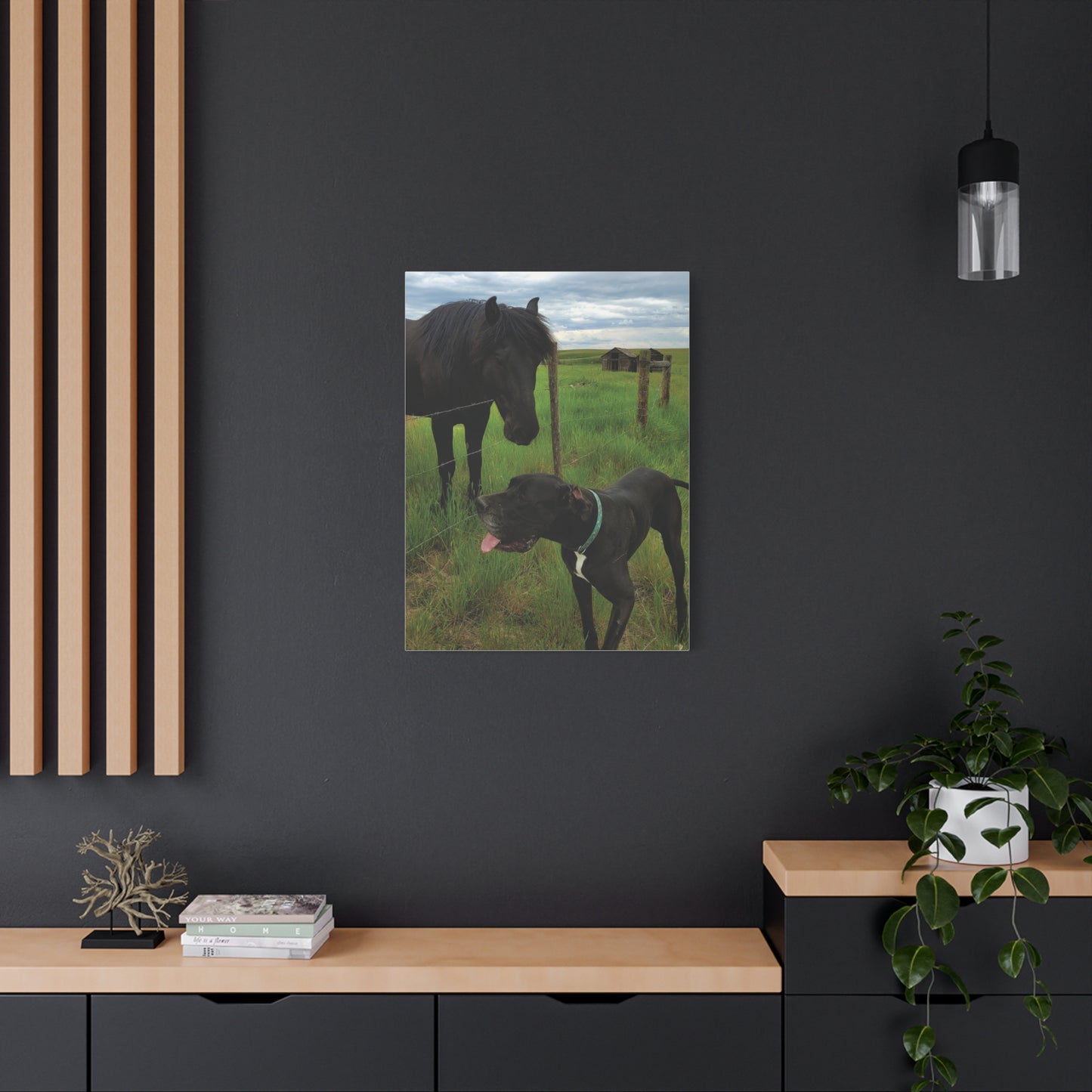 Pet Portrait Matte Canvas Wall Art - Horse & Dog