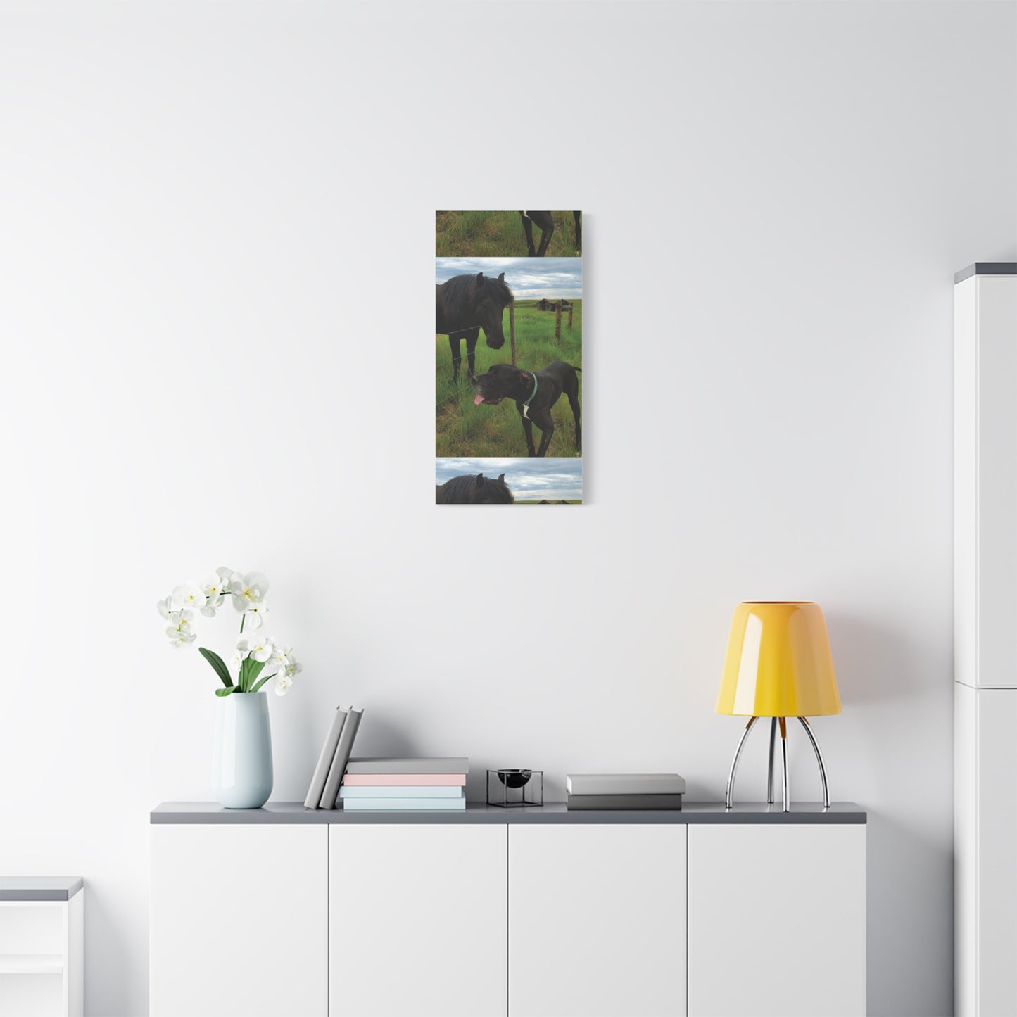 Pet Portrait Matte Canvas Wall Art - Horse & Dog