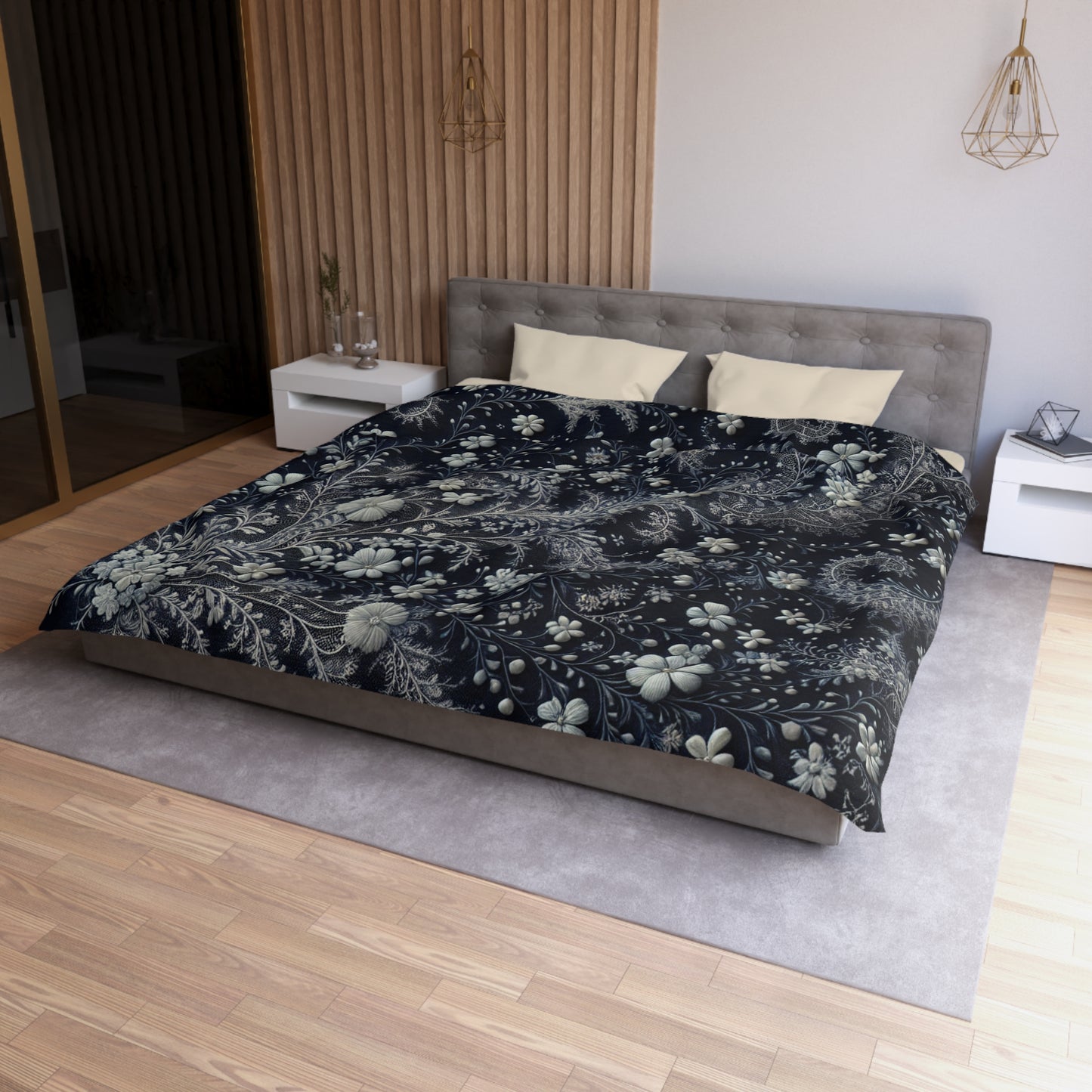 Elegant Floral Microfiber Duvet Cover