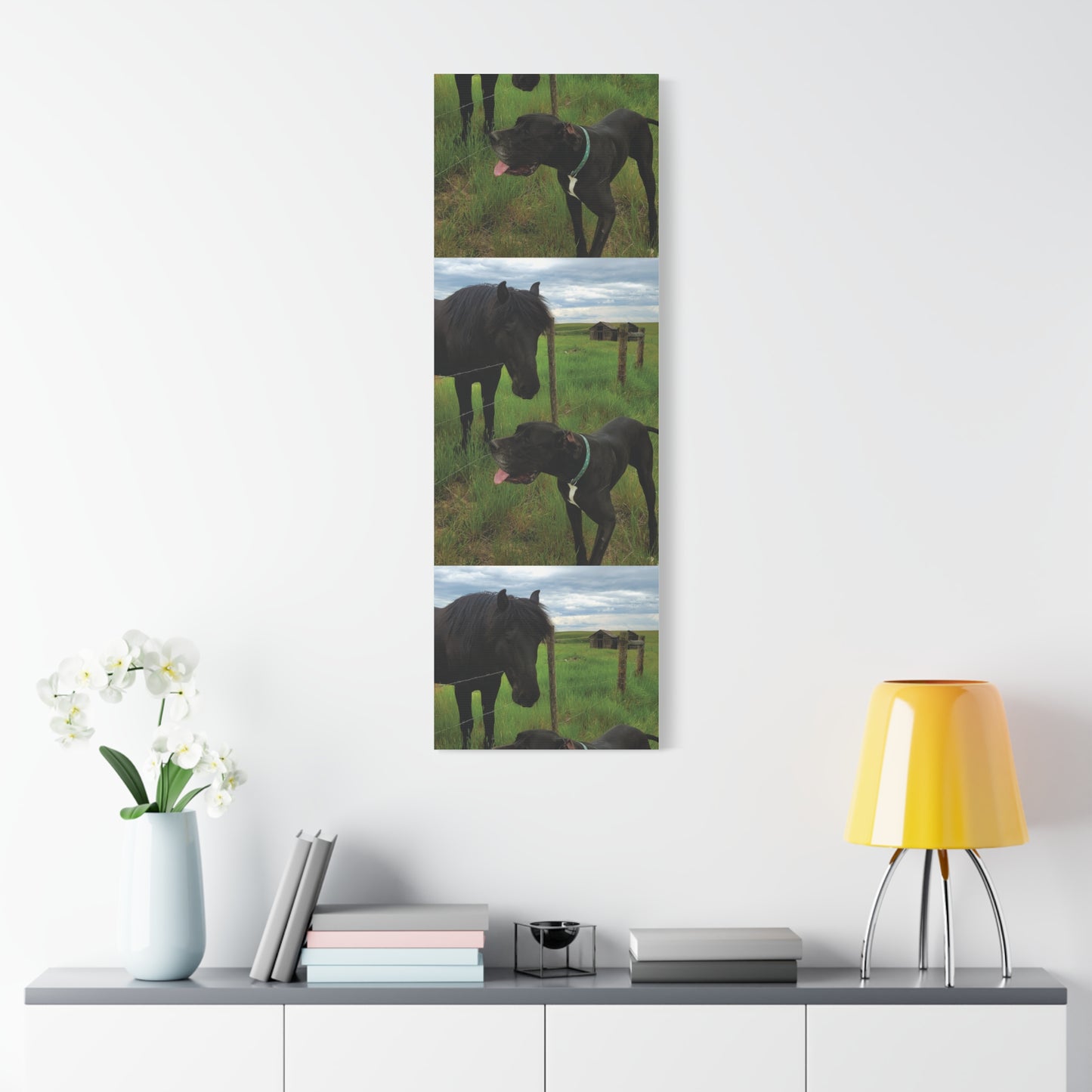 Pet Portrait Matte Canvas Wall Art - Horse & Dog