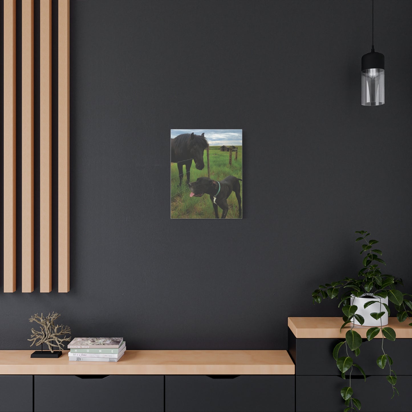Pet Portrait Matte Canvas Wall Art - Horse & Dog