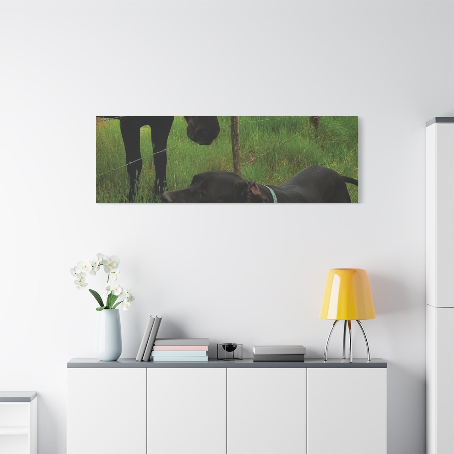 Pet Portrait Matte Canvas Wall Art - Horse & Dog