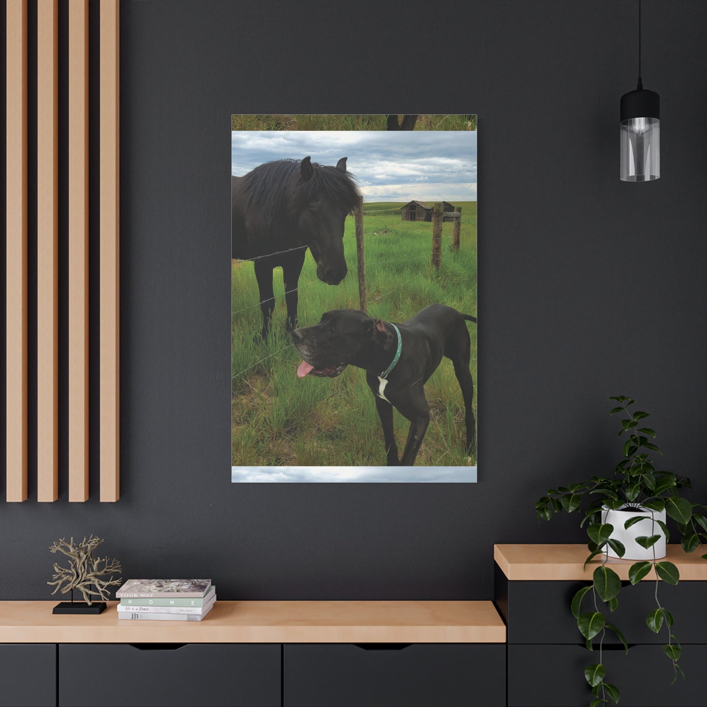 Pet Portrait Matte Canvas Wall Art - Horse & Dog