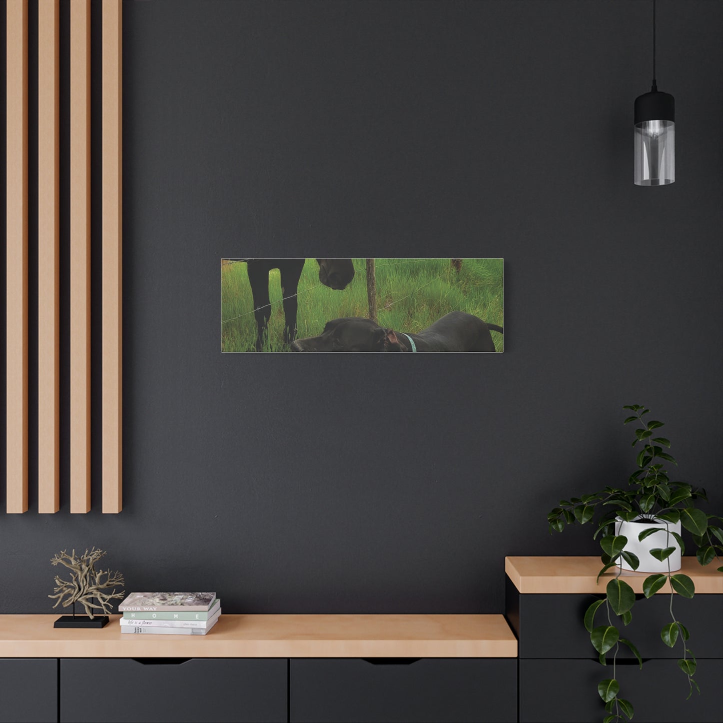 Pet Portrait Matte Canvas Wall Art - Horse & Dog