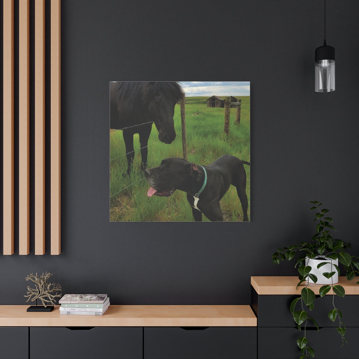 Pet Portrait Matte Canvas Wall Art - Horse & Dog
