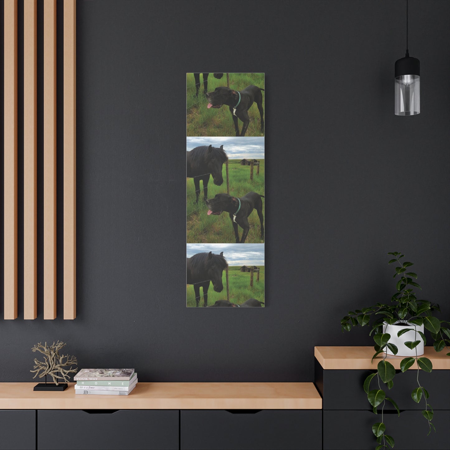 Pet Portrait Matte Canvas Wall Art - Horse & Dog