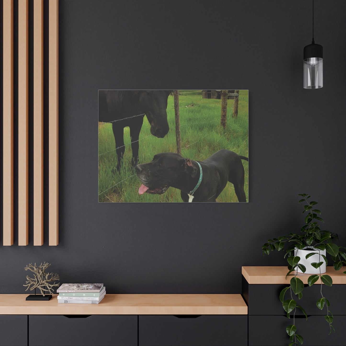 Pet Portrait Matte Canvas Wall Art - Horse & Dog