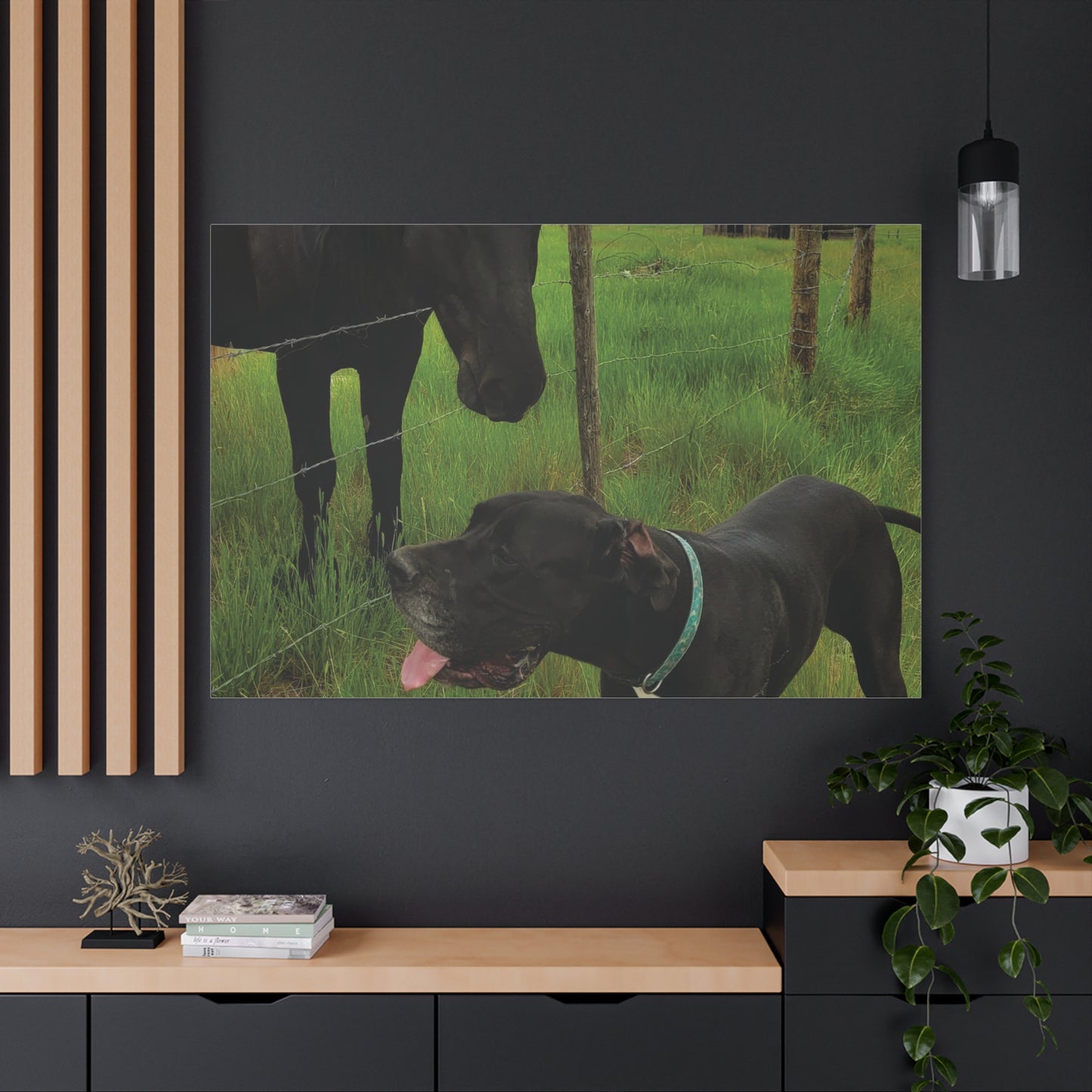 Pet Portrait Matte Canvas Wall Art - Horse & Dog