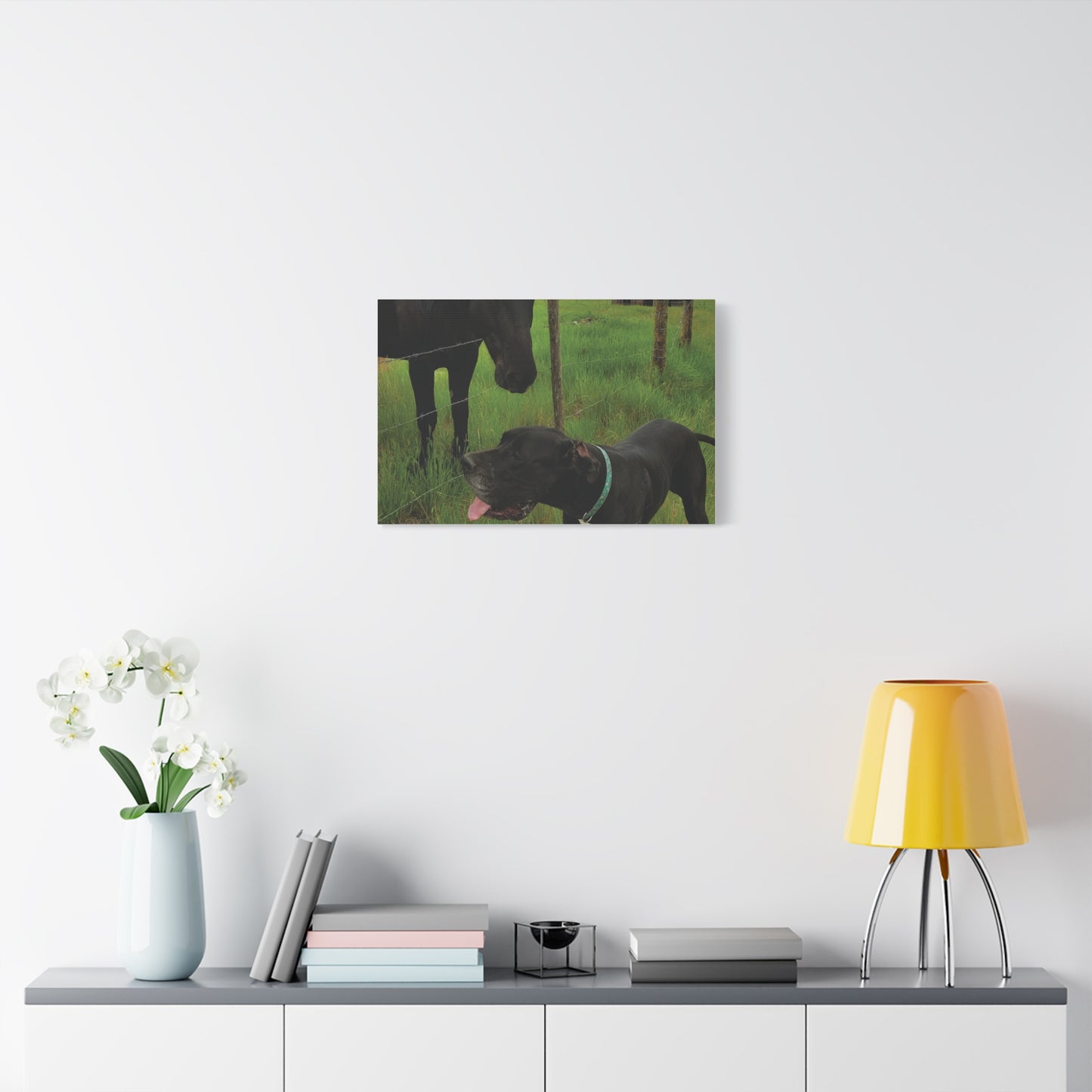 Pet Portrait Matte Canvas Wall Art - Horse & Dog