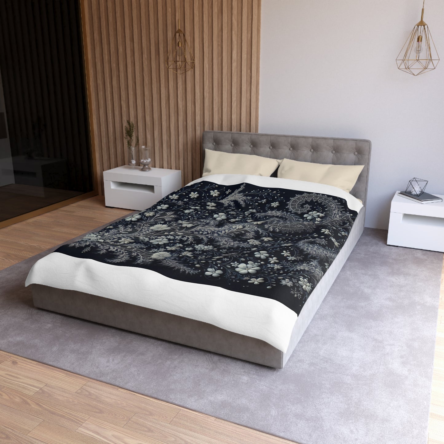 Elegant Floral Microfiber Duvet Cover