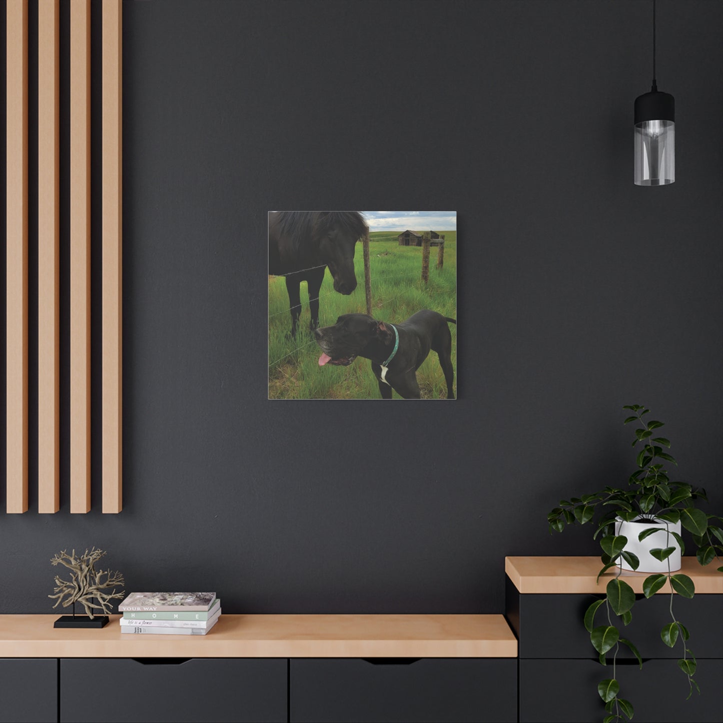 Pet Portrait Matte Canvas Wall Art - Horse & Dog