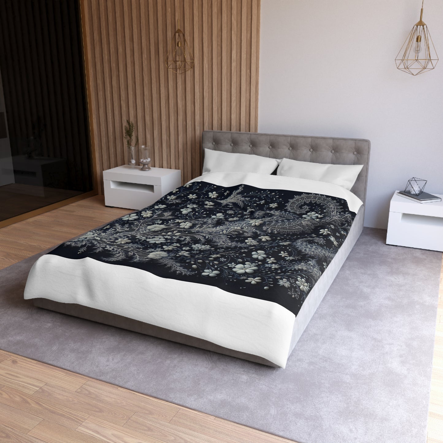 Elegant Floral Microfiber Duvet Cover