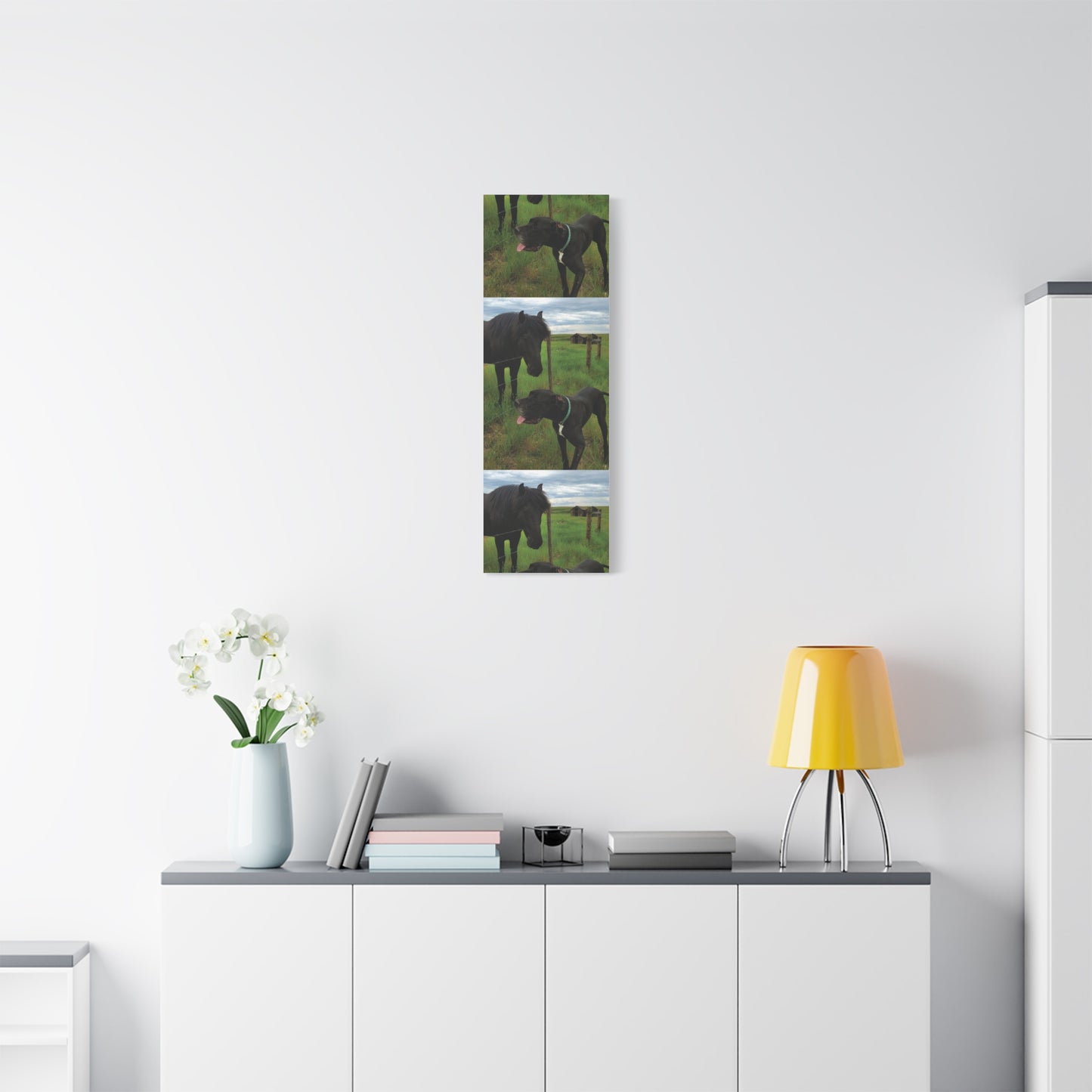 Pet Portrait Matte Canvas Wall Art - Horse & Dog
