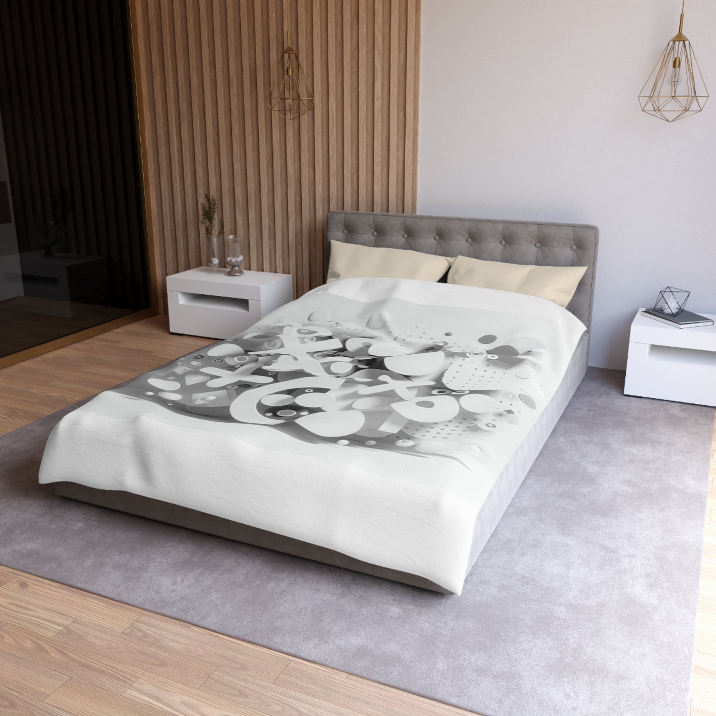 Modern Geometric Microfiber Duvet Cover - Stylish Bedspread for Minimalist Bedrooms