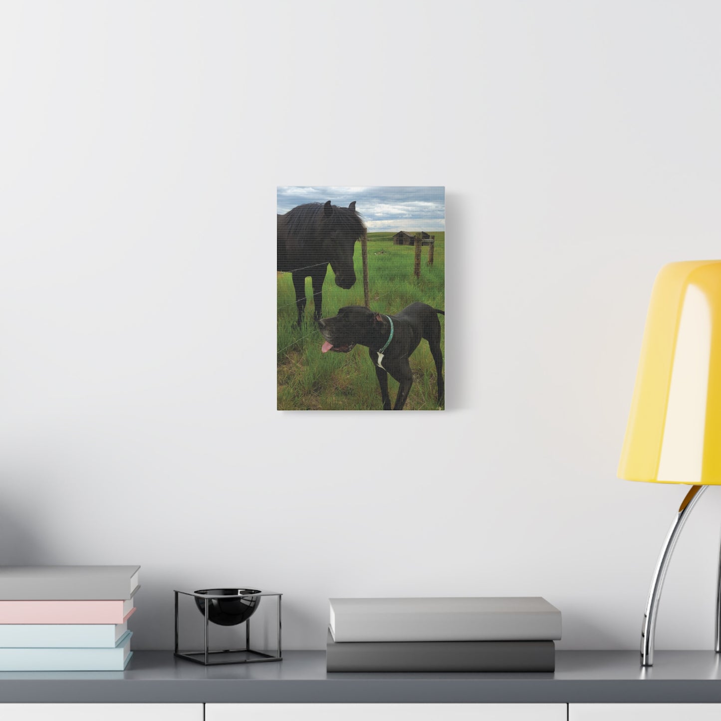 Pet Portrait Matte Canvas Wall Art - Horse & Dog