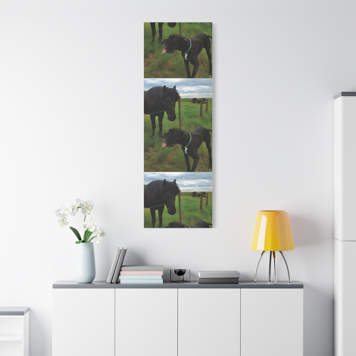 Pet Portrait Matte Canvas Wall Art - Horse & Dog