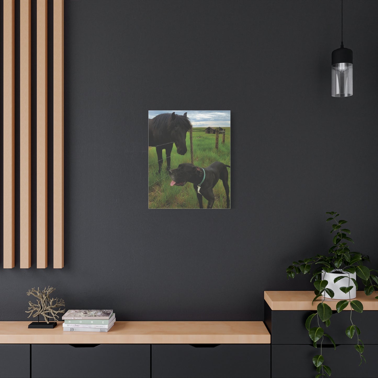 Pet Portrait Matte Canvas Wall Art - Horse & Dog