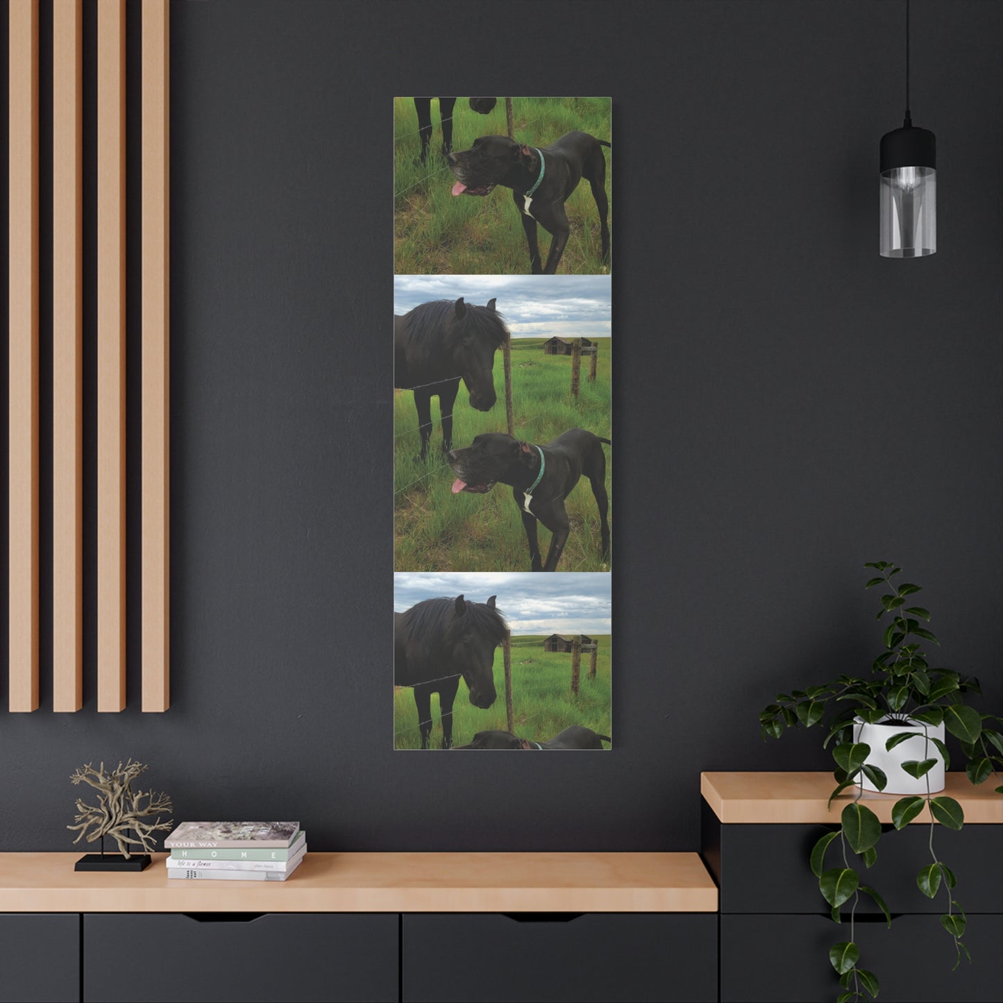Pet Portrait Matte Canvas Wall Art - Horse & Dog