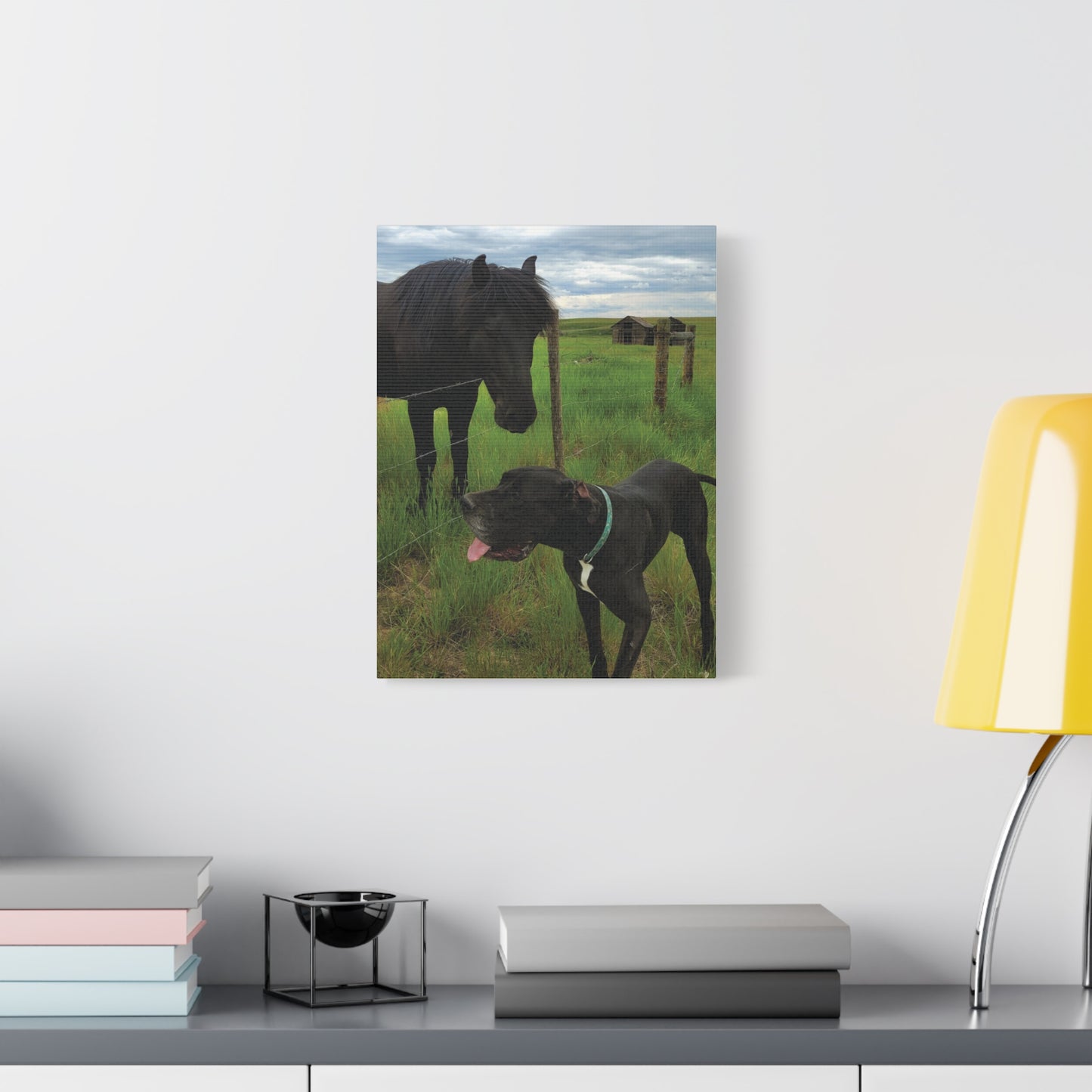 Pet Portrait Matte Canvas Wall Art - Horse & Dog
